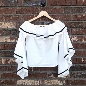 Central Park West White Bell Sleeve Top